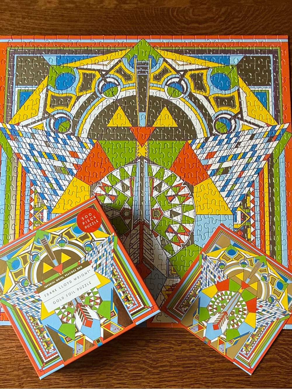 Galison Frank Lloyd Wright Imperial Hotel Peacock 500 Piece Foil Puzzle Complete